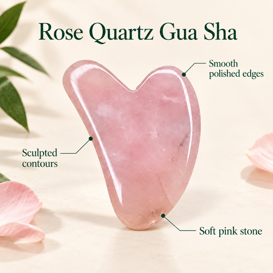 Rose Quartz Gua Sha Tool – Premium Facial Massage Stone for Skincare & Self-Care Rituals.