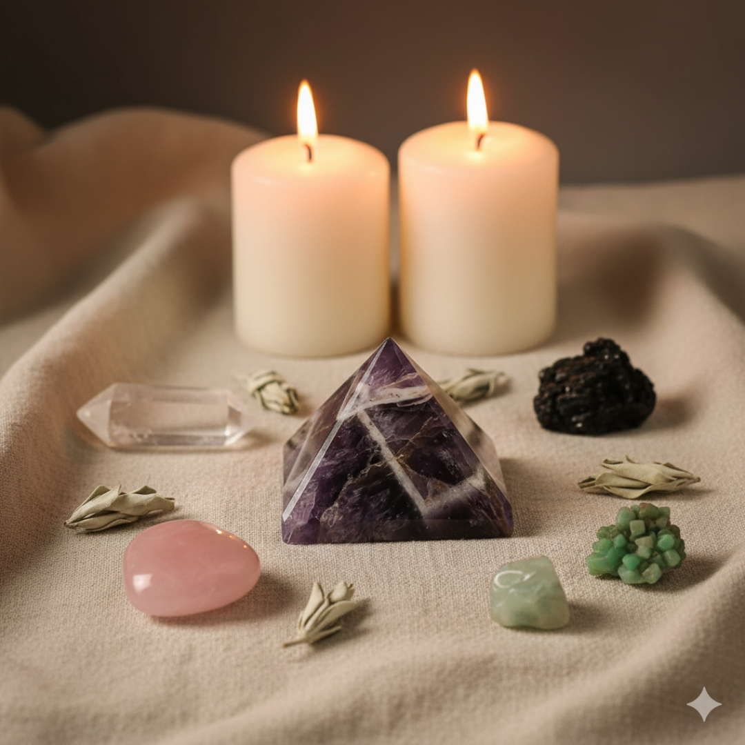 Amethyst Pyramid 3" – Natural Healing Crystal for Reiki, Chakra Balancing, Meditation