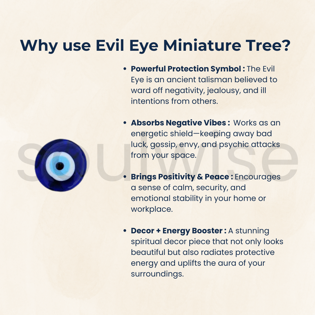 Soulwise Evil Eye Miniature Tree | abletop Spiritual Showpiece for Office, Living Room, Gift Use.