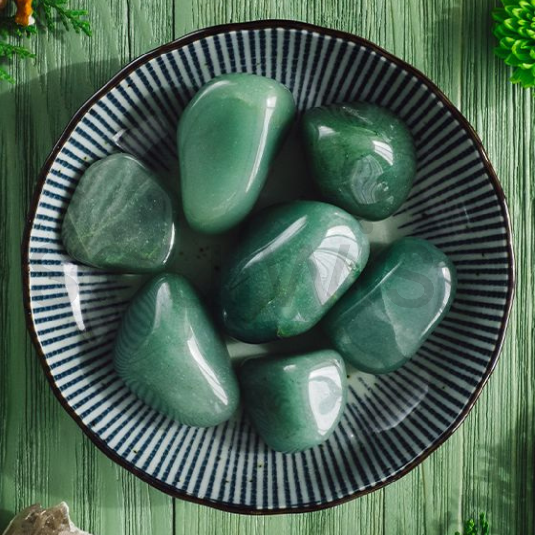Green Aventurine Tumbled Stone Set of 6 – Natural Healing Crystals for Luck, Prosperity & Heart Chakra Energy