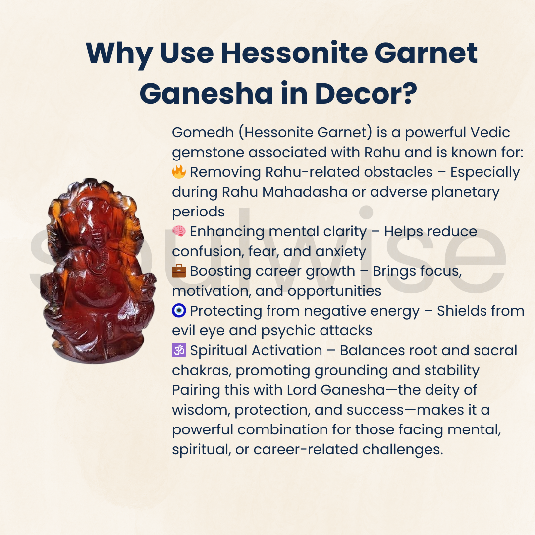 Soulwise Gomedh Ganesha, Hessonite Garnet Ganesha 47ct.
