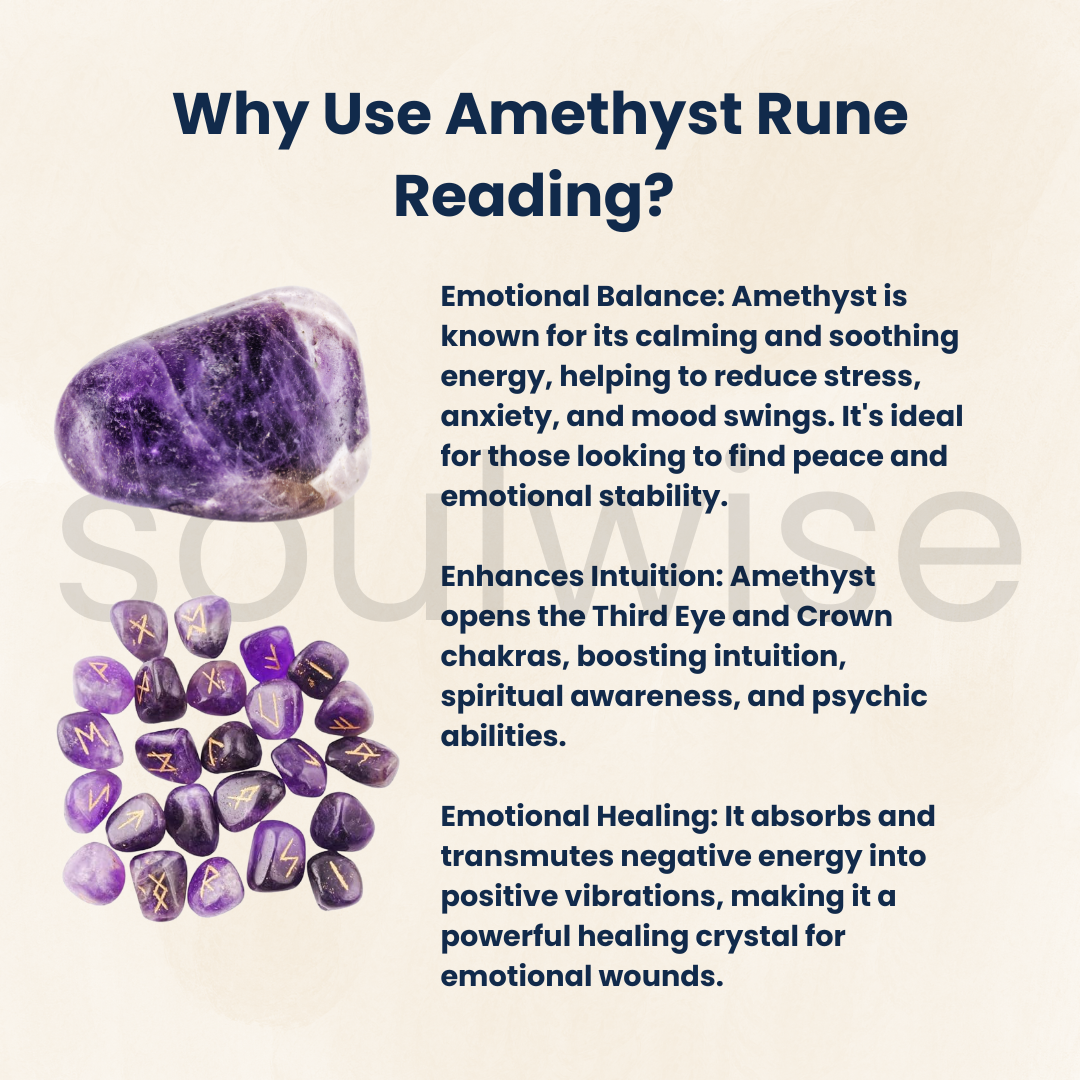 Amethyst Rune Stone Set – Hand-Carved Crystal Runes for Divination, Tarot Reading, Witchcraft, and Spiritual Guidance – Includes Velvet Pouch