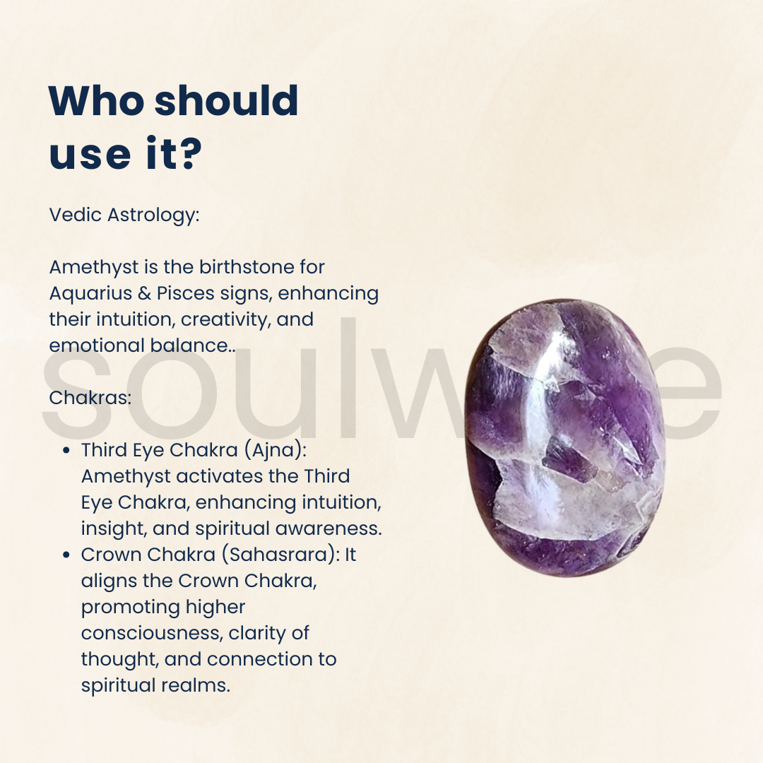 Natural Amethyst Palm Stone – Healing Crystal for Meditation, Stress Relief & Energy Balancing – Pocket-Sized Worry Stone