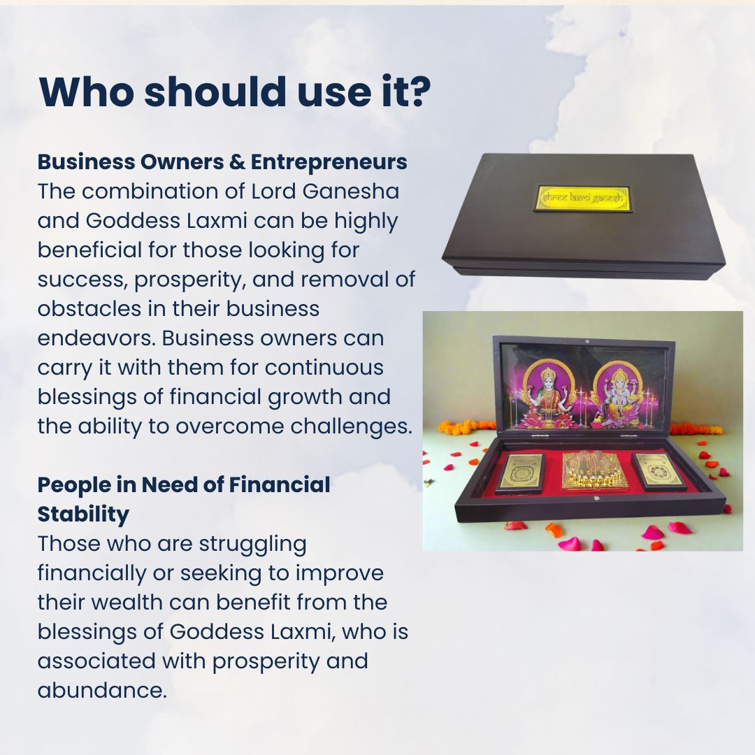 Diwali Spiritual Gift |Laxmi Ganesha Pocket Temple with Laxmi Yantra, Ganesh Yantra, & Charan, Gold Plated, 1 Piece 8"x5", Diwali Gift & Home Decor