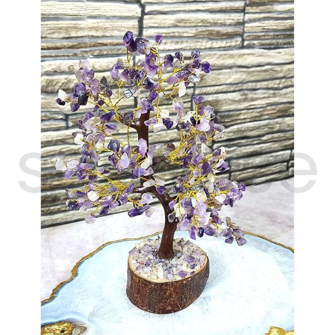 Soulwise Amethyst Crystal Tree for Positive Energy – 8-10 Inch Handcrafted Gemstone Bonsai Tree for Healing, Vastu, Home Decor, Meditation & Gifts