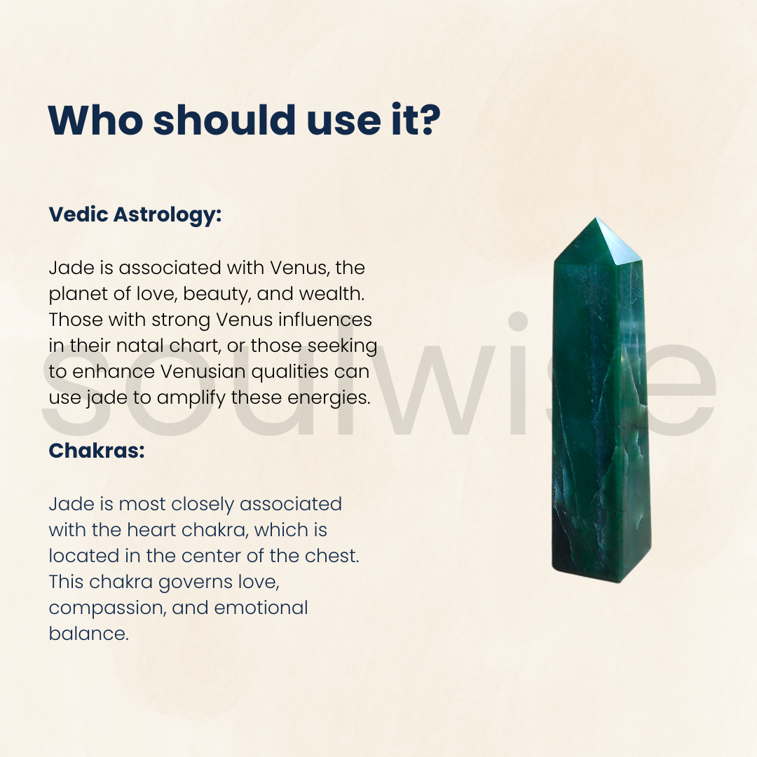 Soulwise Certified Natural Jade Tower – 6 Inch Feng Shui Crystal Obelisk | 450-500g Green Stone Energy Decor for Home, Office, Meditation & Healing