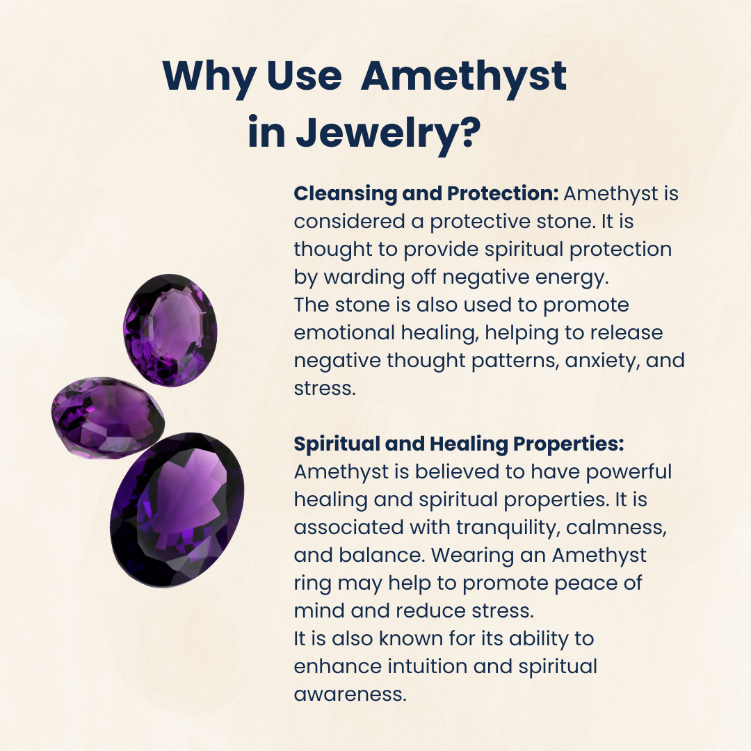 Amethyst Gemstone Certified Ring, Adjustable