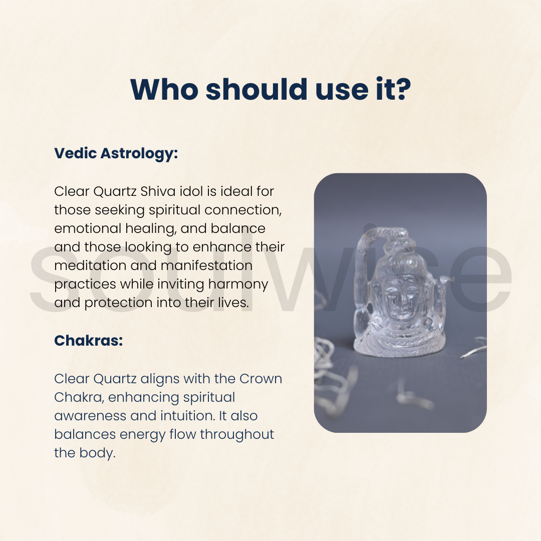 Clear Quartz Shiva Statue – 3 Inch Natural Sphatik Shiv Murti for Pooja, Meditation, Vastu & Spiritual Decor.