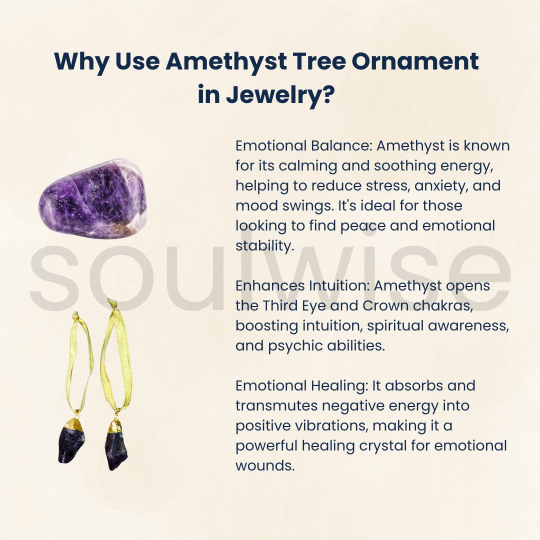 Raw Amethyst Crystal Tree Ornaments – Set of 2 | Handmade Healing Gemstone Décor for Home & Office