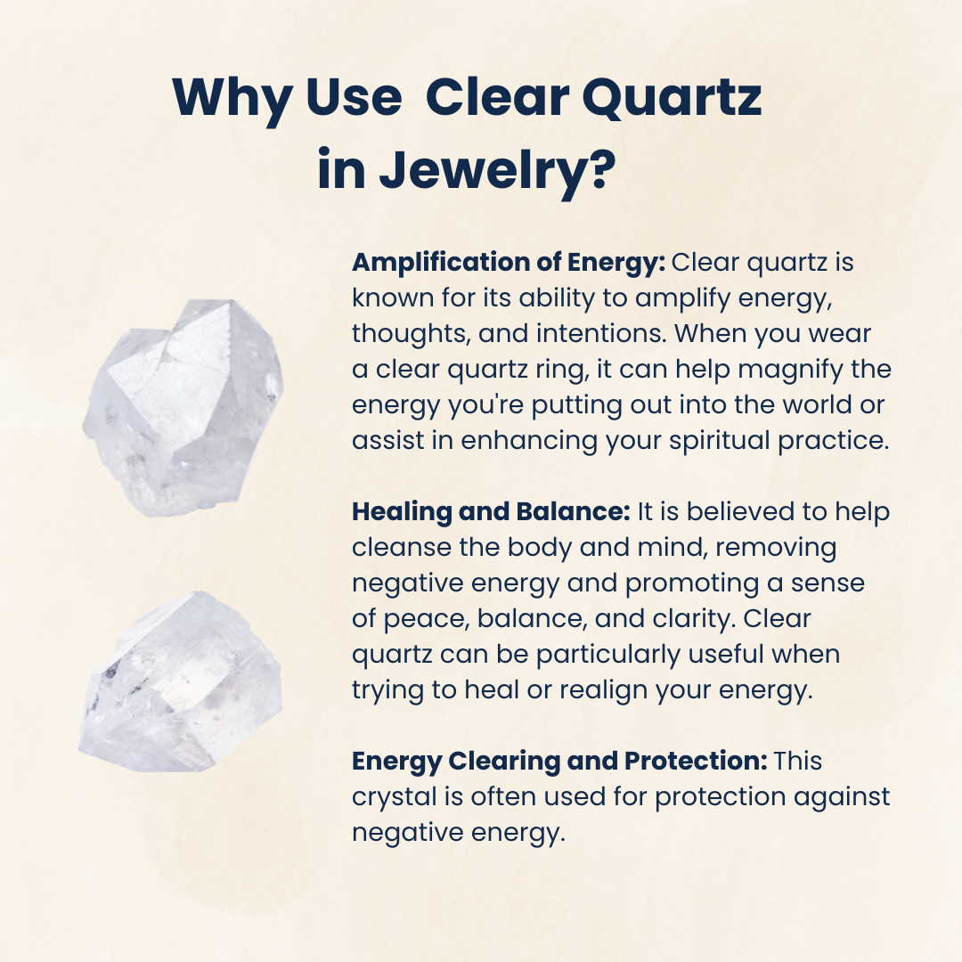 Clear Quartz Gemstone Ring, Certified, Adjustable