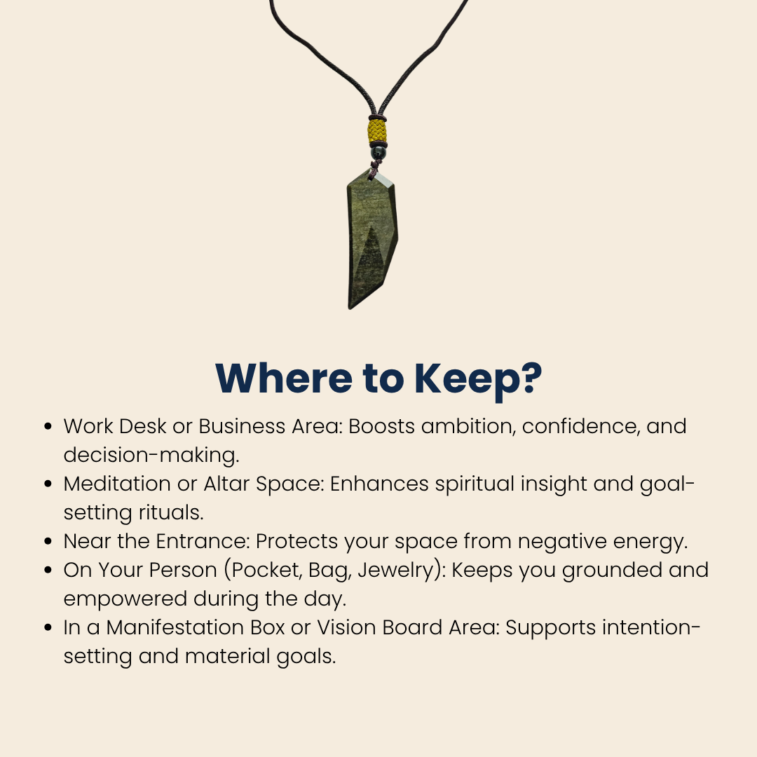 Soulwise Golden Obsidian Uneven Pendant – Natural Protection & Empowerment Crystal Necklace for Men & Women – Handcrafted Volcanic Stone for Manifestation & Grounding.(Uneven)
