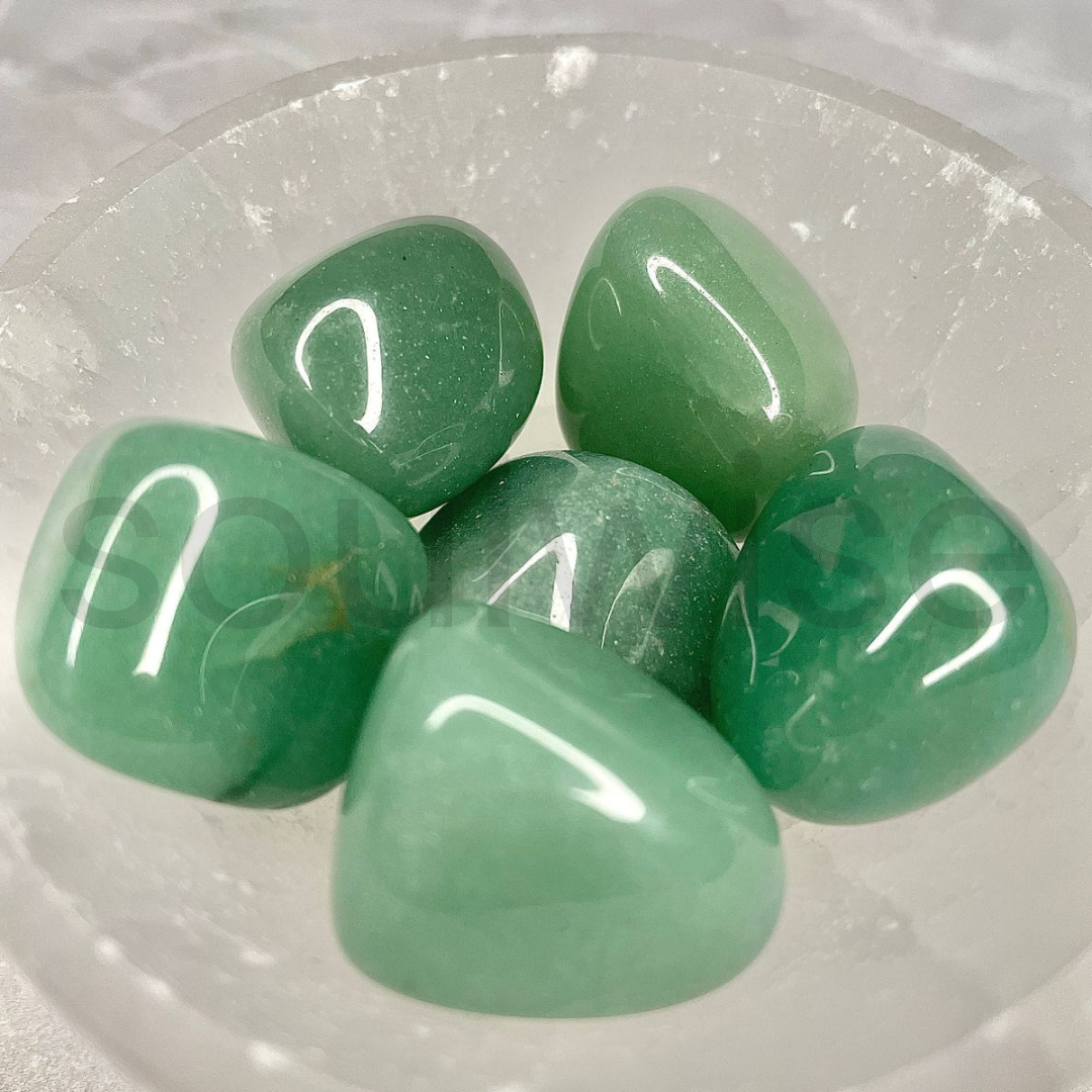 Green Aventurine Tumbled Stone Set of 6 – Natural Healing Crystals for Luck, Prosperity & Heart Chakra Energy