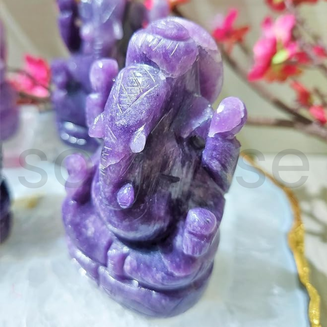 Soulwise Healing Amethyst Ganesha 2.5" for Peace, Success, Wealth and Happiness, Diwali Gift, Decor.