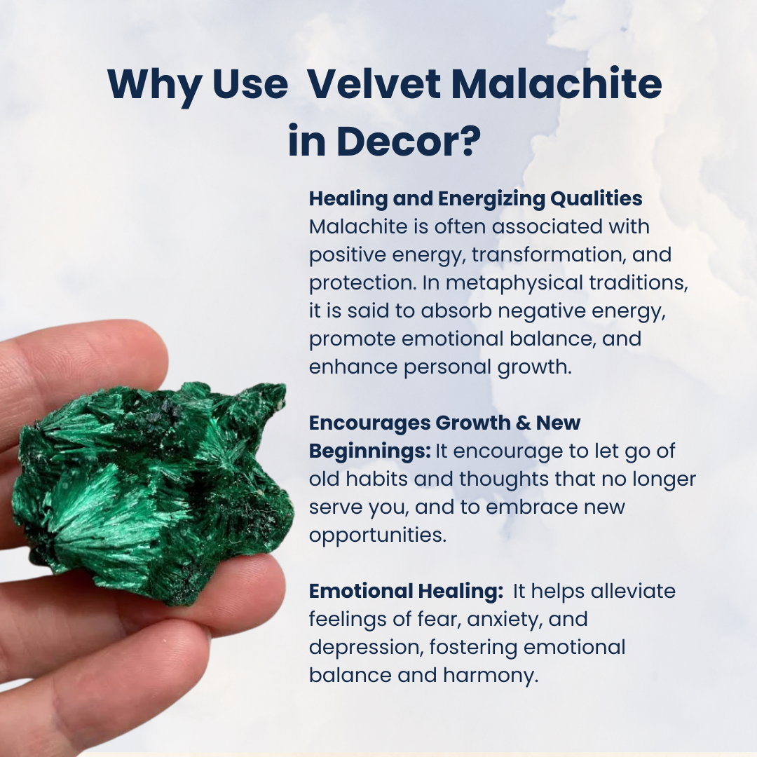 Rare Velvet Malachite Crystal, Certified, Silky fibrous specimen Decor