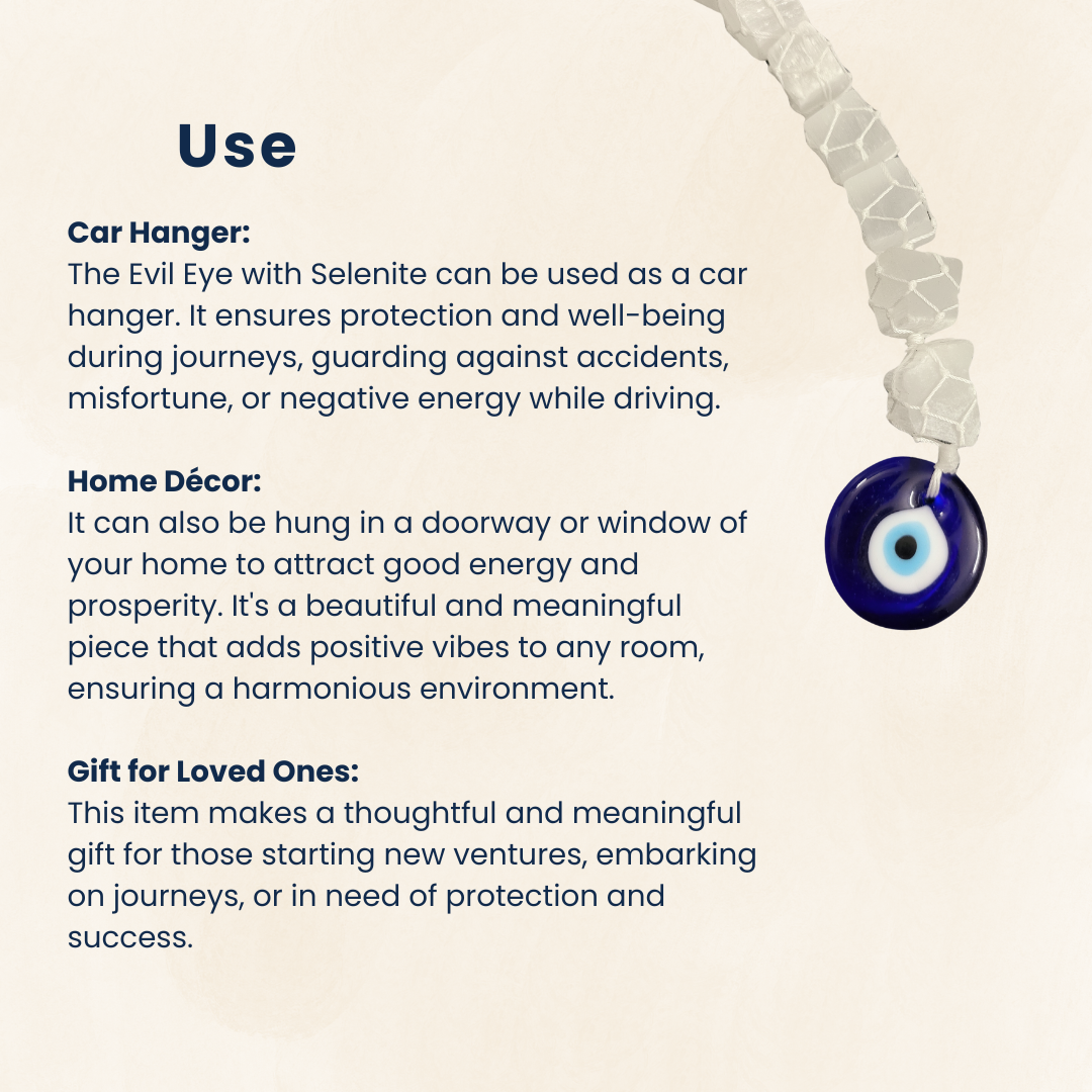 Evil Eye Selenite Natural Stones Door/Car Hanging