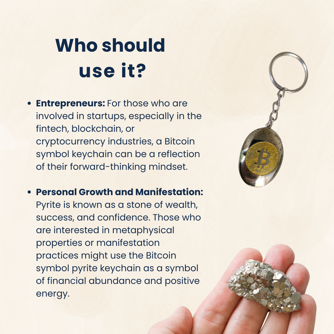 Bitcoin symbol Pyrite Keychain