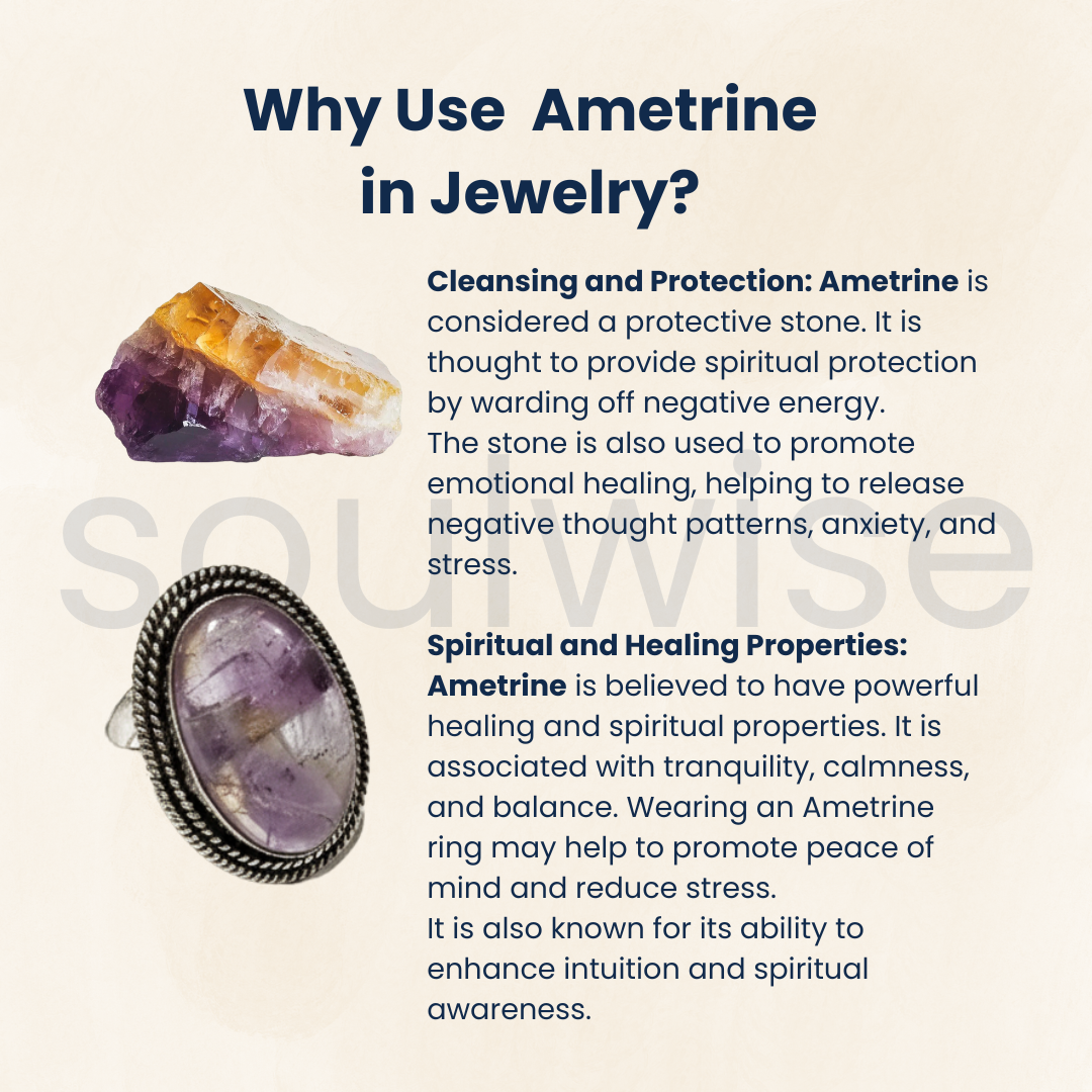 Natural Ametrine Gemstone Ring – Genuine Crystal Jewelry for Women & Men – Handmade Statement Ring – Reiki, Healing, Birthstone