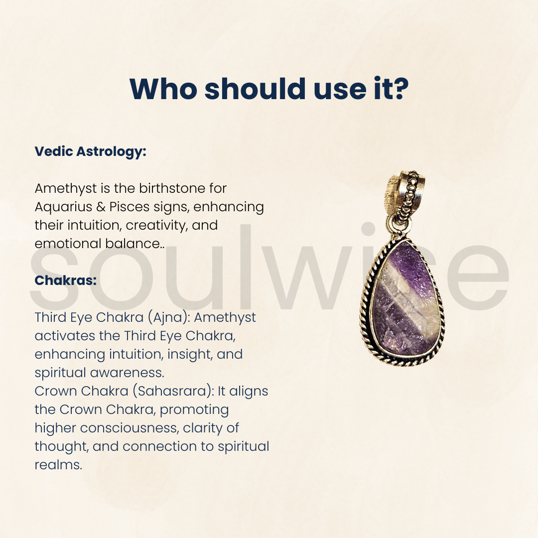 Raw Chevron Amethyst Teardrop Pendant – Natural Rough-Cut Purple & White Quartz Crystal Necklace Charm