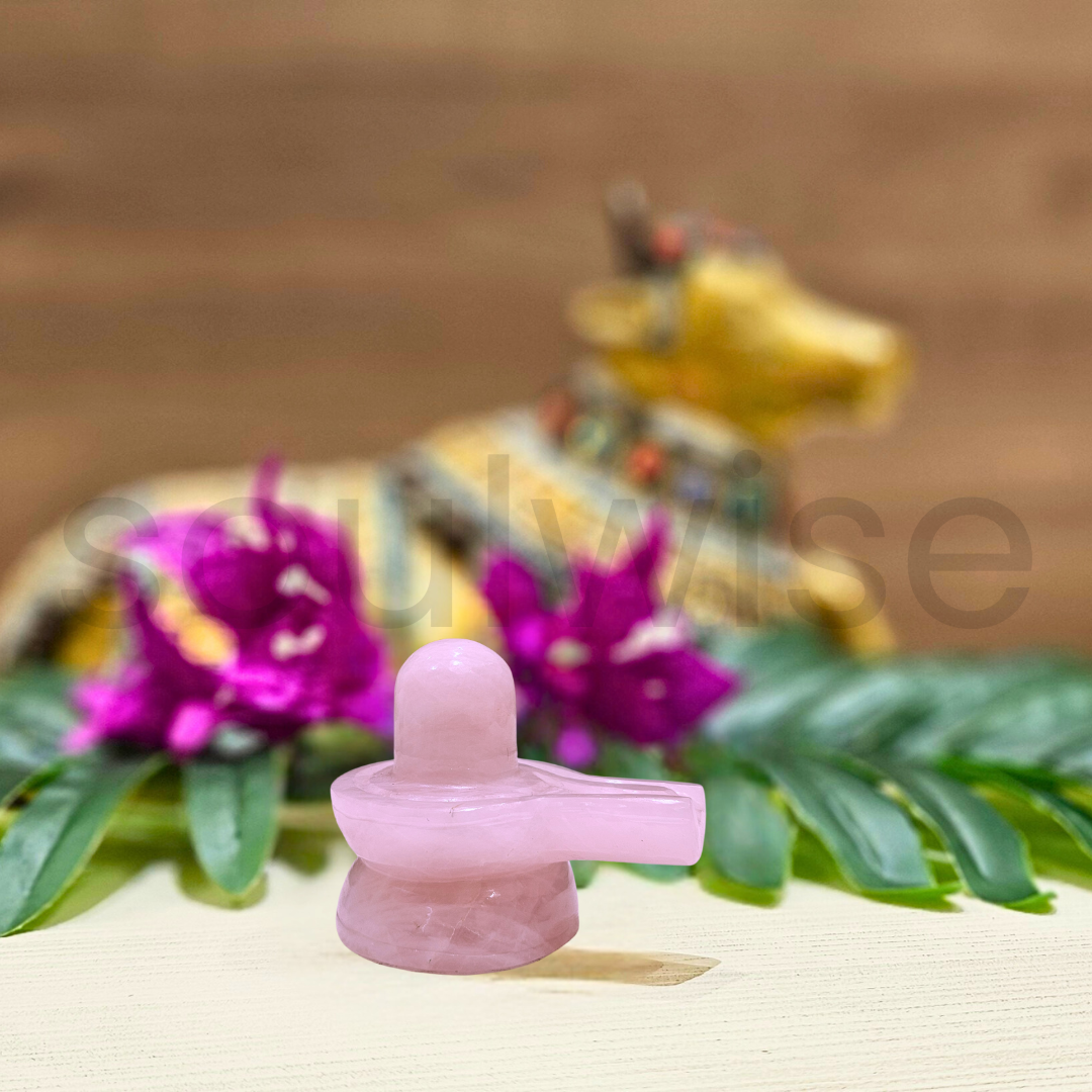 Soulwise Rose Quartz Shivlingam 2", Inner Peace, Balance, and Harmony, Healing Crystal Decor, 100g.