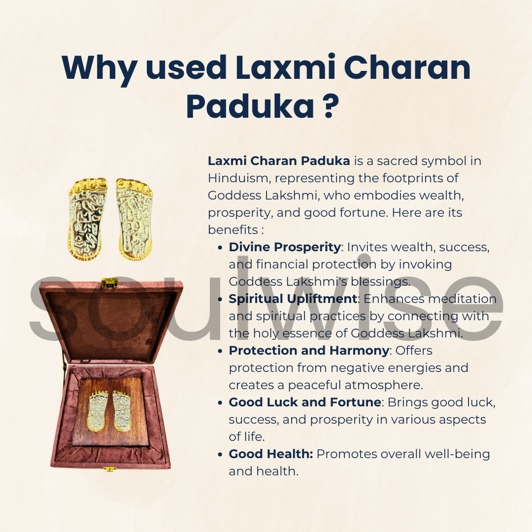 Soulwise Diwali Special Laxmi Charan Paduka | Silver & Gold-Plated Divine Footprints for Wealth & Prosperity | Auspicious Puja Decor for Home, Mandir & Gift.