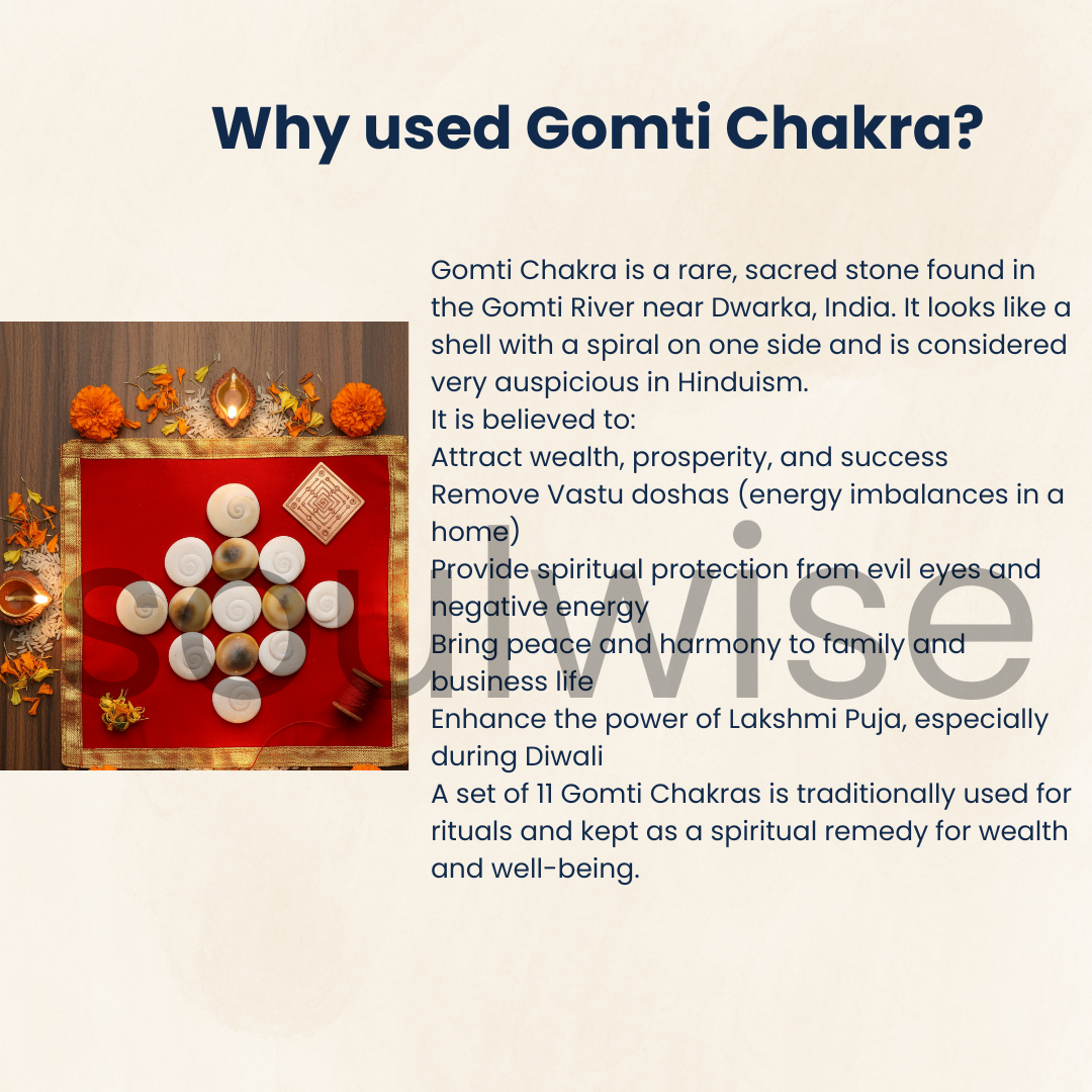 Gomti Chakra गोमती चक्र आध्यात्मिक शैल पत्थर , set of 11, for Diwali pooja, brings financial stability, wealth, and abundance, Removal of Obstacles.