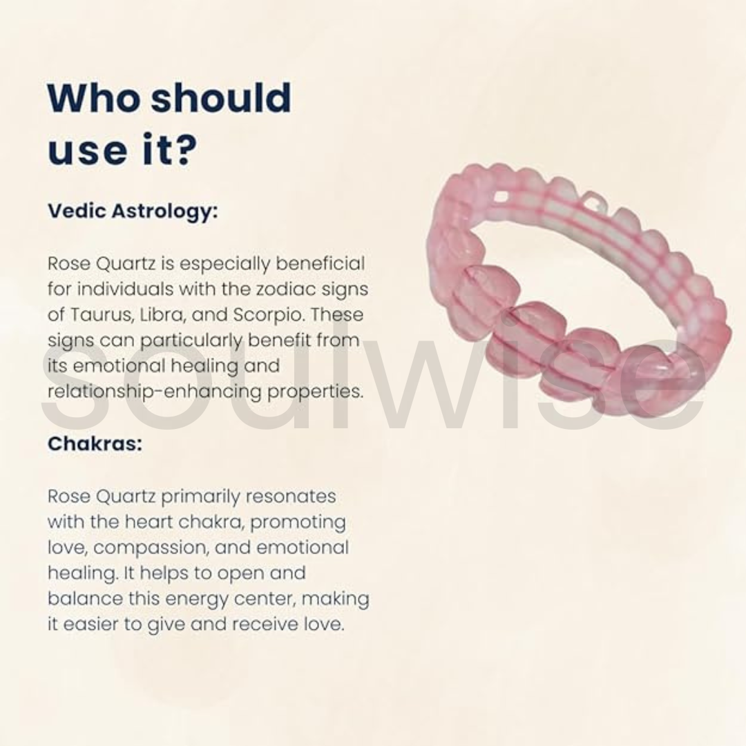 Rose Quartz Fashion Bracelet for Emotional balance, Love, luck and Joyful life