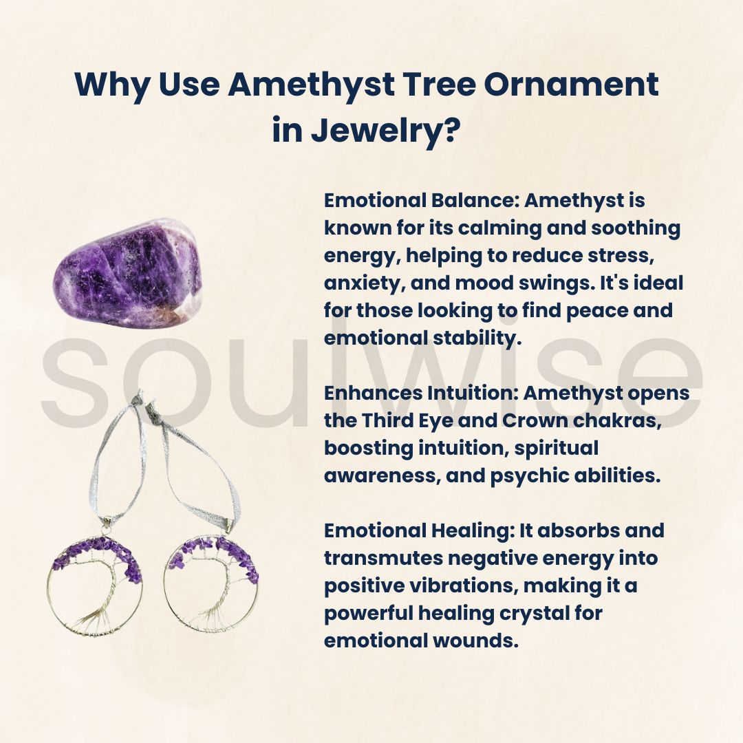 Amethyst Gemstone Tree Ornaments – Set of 2 | Crystal Healing Décor for Home, Office & Gifting