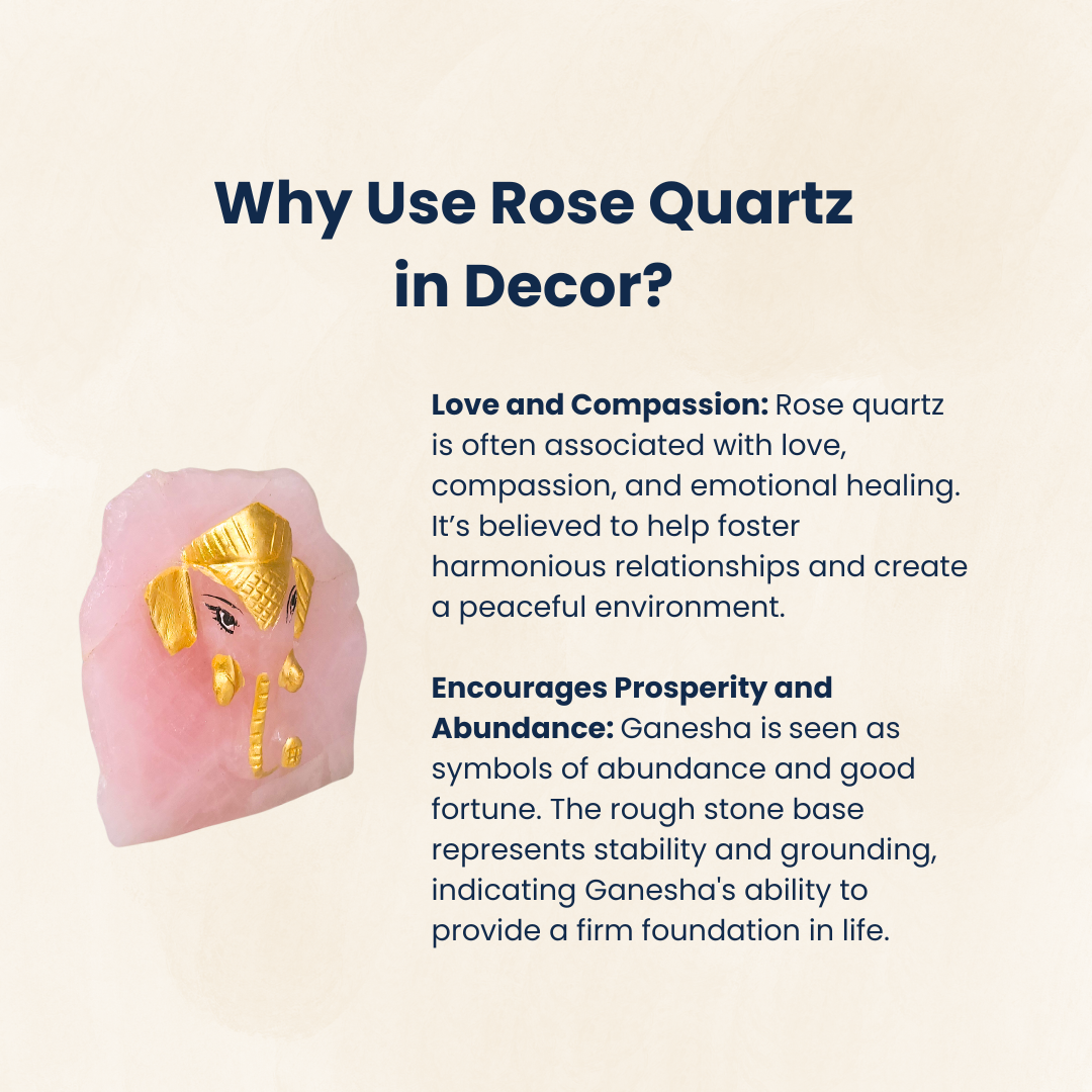 Rose Quartz Ganesha Hand Carved on a Rough Stone , 350-400g, Limited Stock