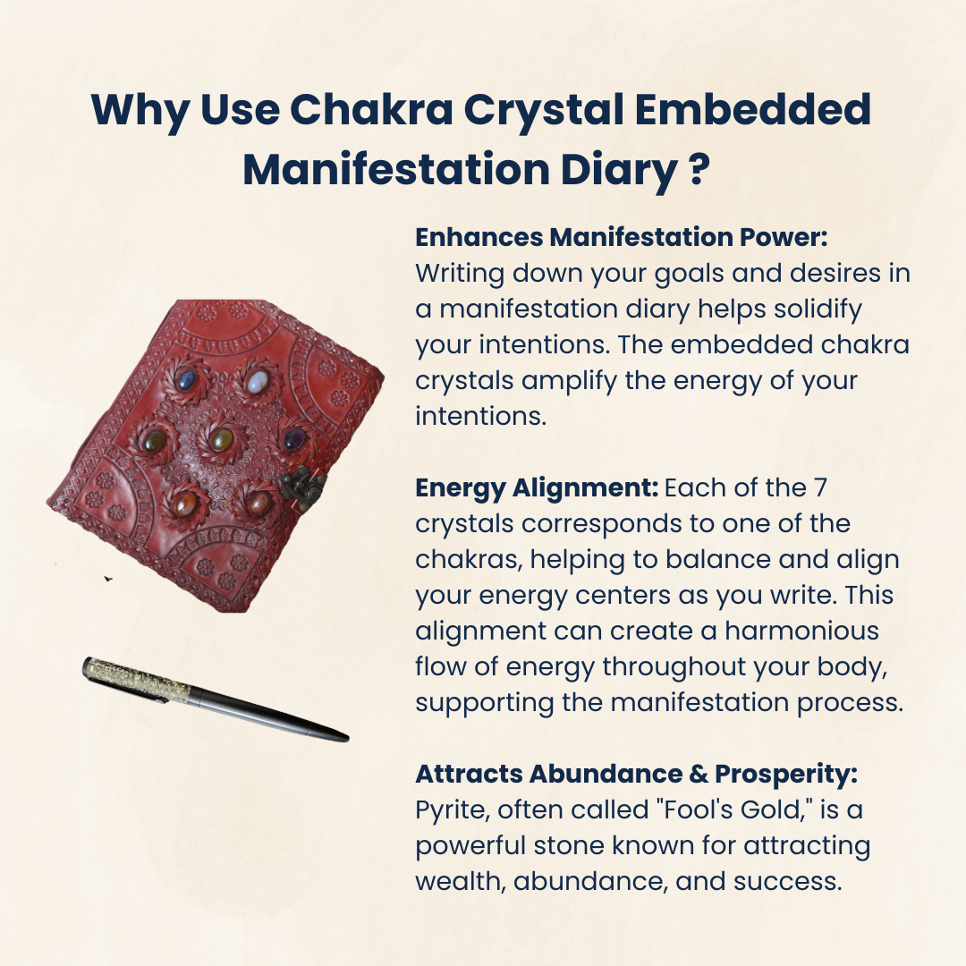 Chakra Manifestation Journal with Pyrite Pen Combo: Align, Manifest, and Empower