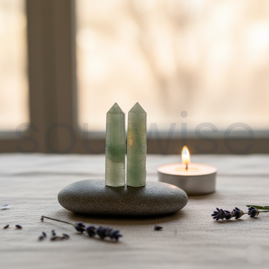Green Aventurine Mini Pencil Set of 2 – Natural Crystal Points for Chakra Healing, Meditation, Jewelry Making, Energy Work & Spiritual Gifts