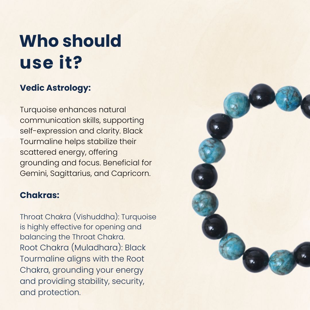 Turquoise and Black Tourmaline Prosperity Bracelet