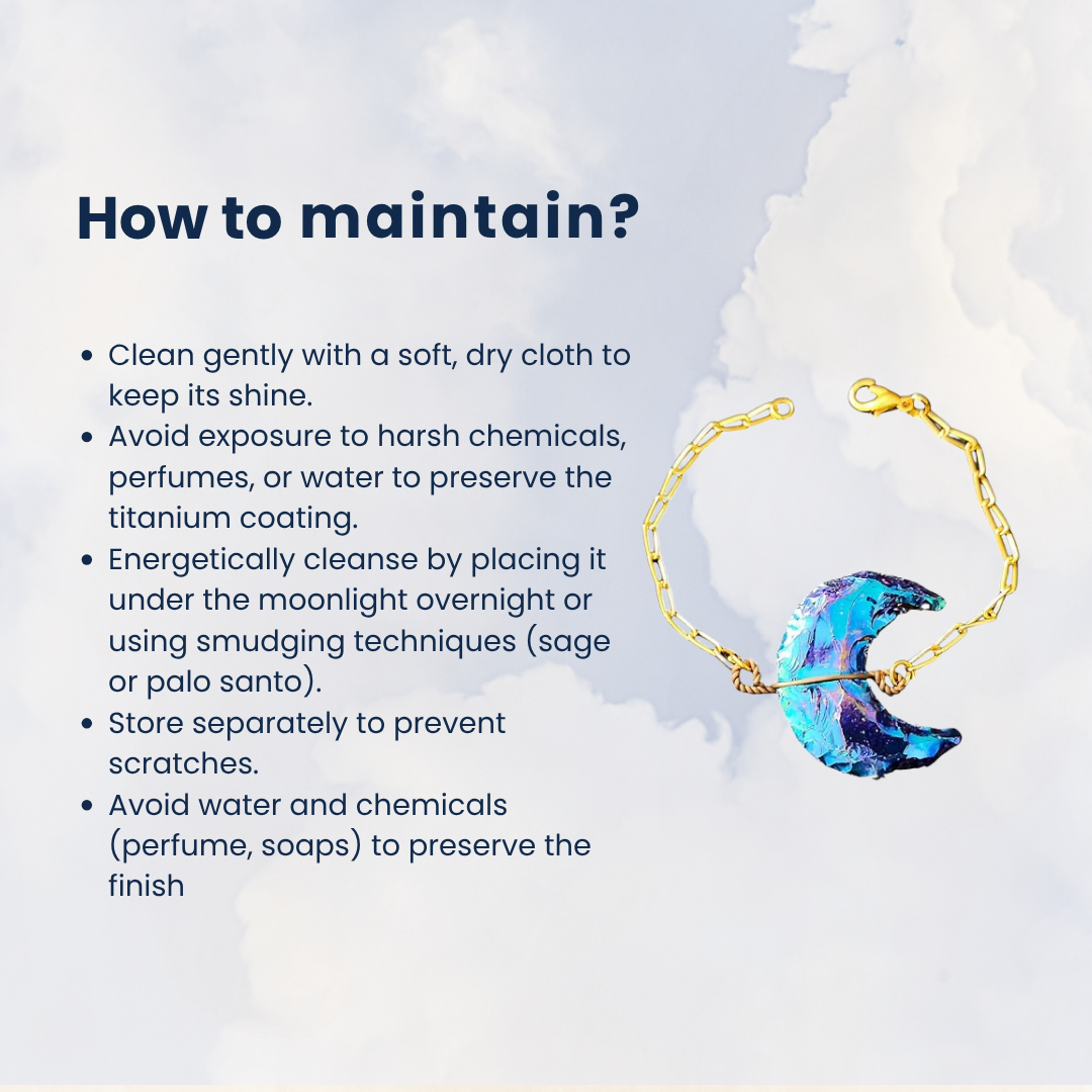 Titanium Aura Rainbow Crescent Moon Bracelet – Healing Crystal Chakra Jewelry for Well-Being & Happiness | Gold Plated Chain for Men & Women | Multicolor Quartz for Spiritual Growth & Energy Balance
