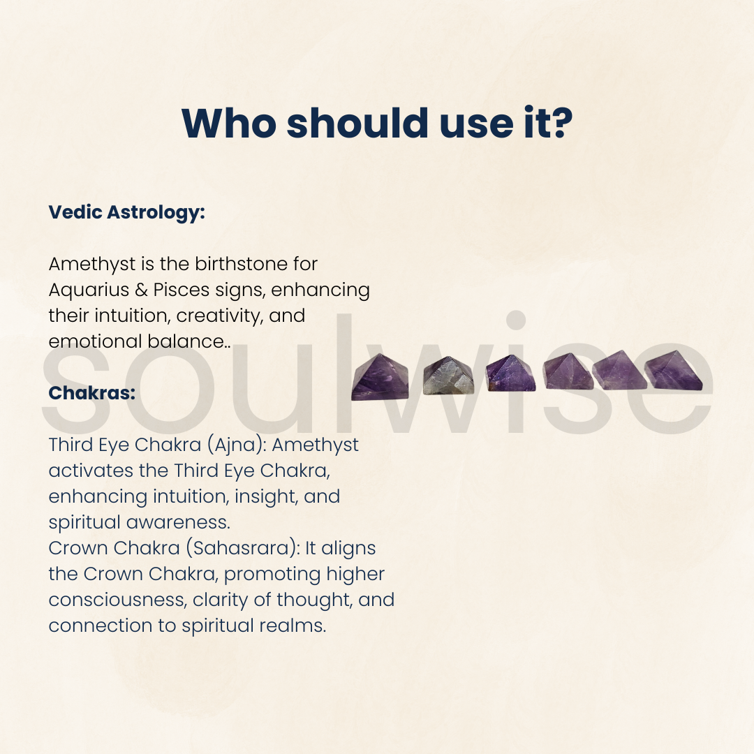 Natural Amethyst Crystal Pyramids – Set of 6 Micro Mini 15mm Pyramids