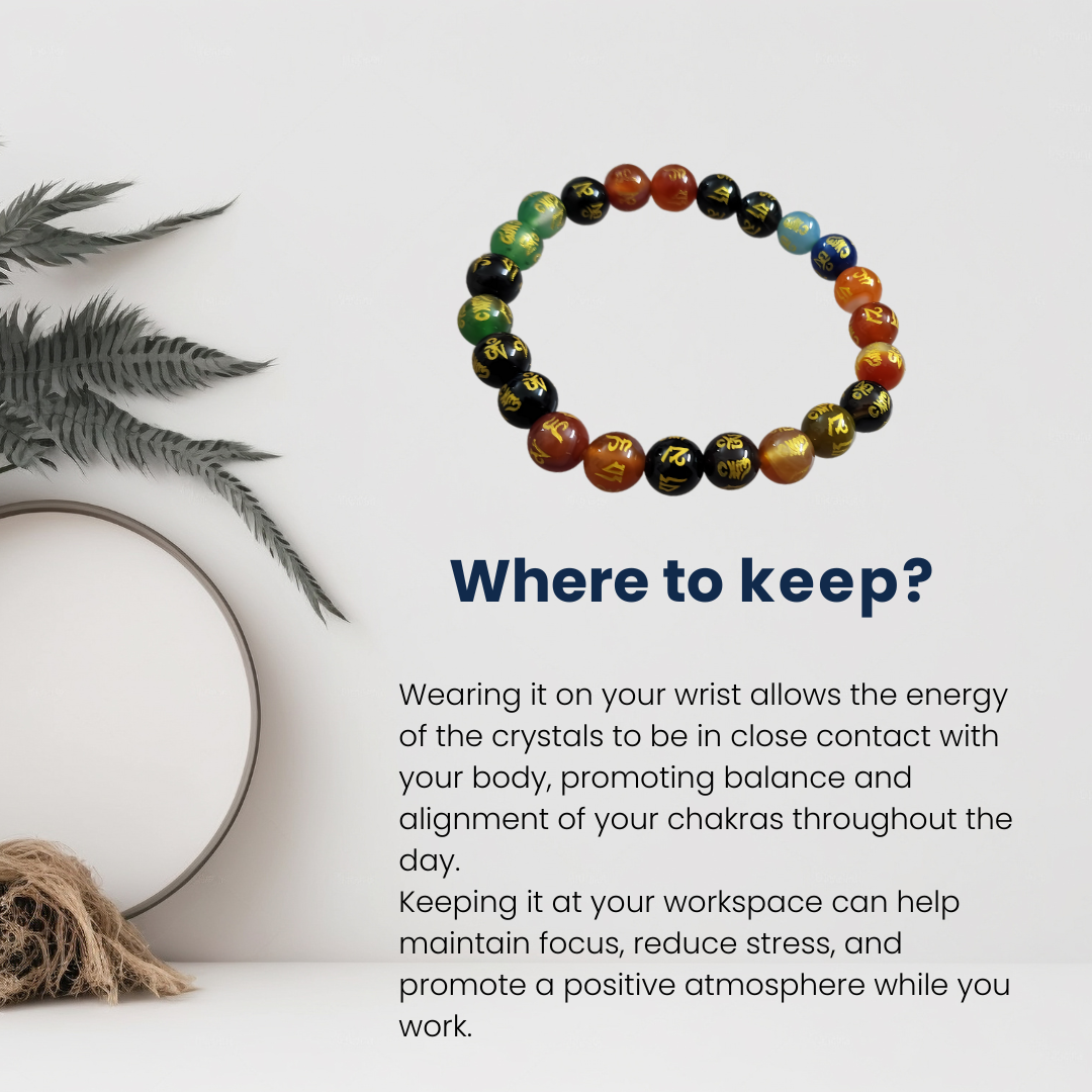 Om Mani 7 Chakra Bracelet 8mm