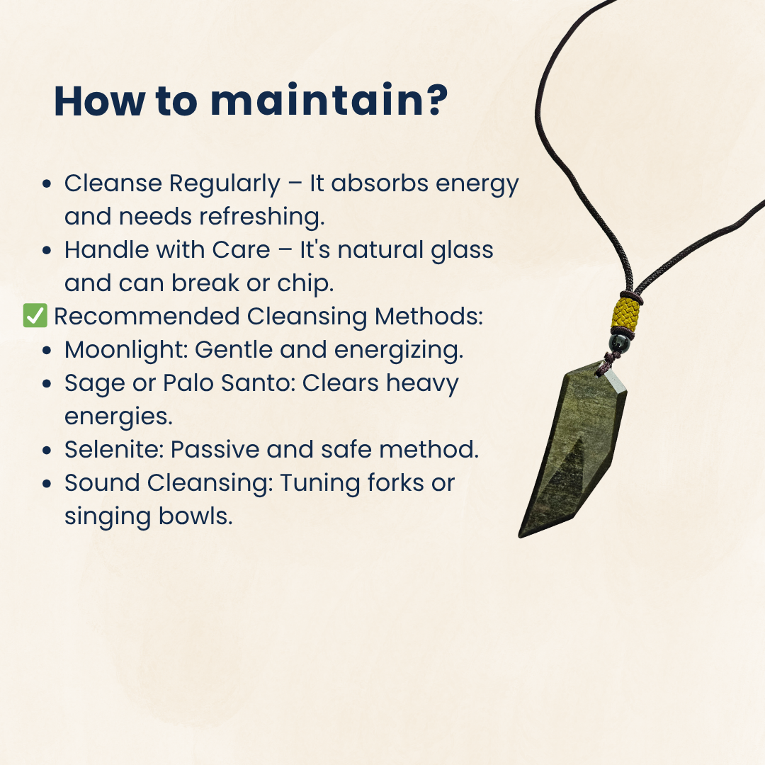 Soulwise Golden Obsidian Uneven Pendant – Natural Protection & Empowerment Crystal Necklace for Men & Women – Handcrafted Volcanic Stone for Manifestation & Grounding.(Uneven)