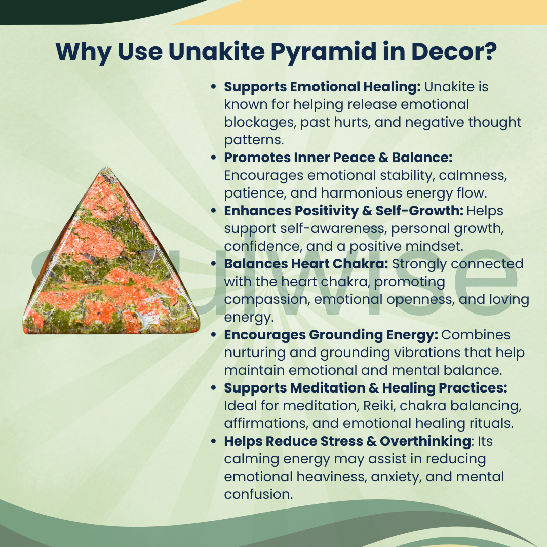 Natural Unakite Crystal Pyramid – Gemstone Energy Pyramid for Balance, Meditation & Spiritual Décor