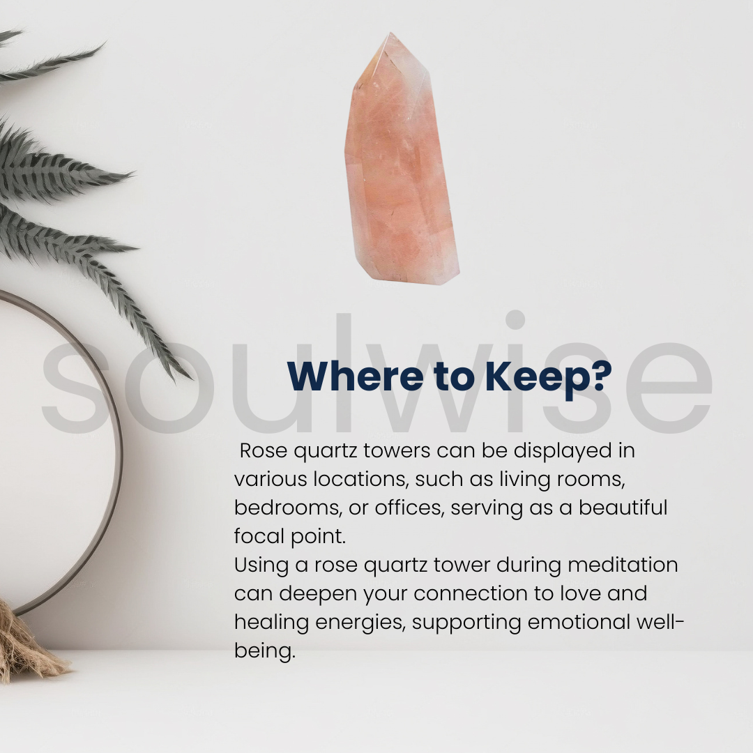 Soulwise Rose Quartz Obelisk Tower – Natural Pink Gemstone Wand for Chakra Balancing, Meditation & Home Decor