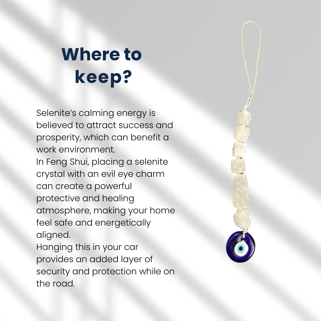Evil Eye Selenite Natural Stones Door/Car Hanging