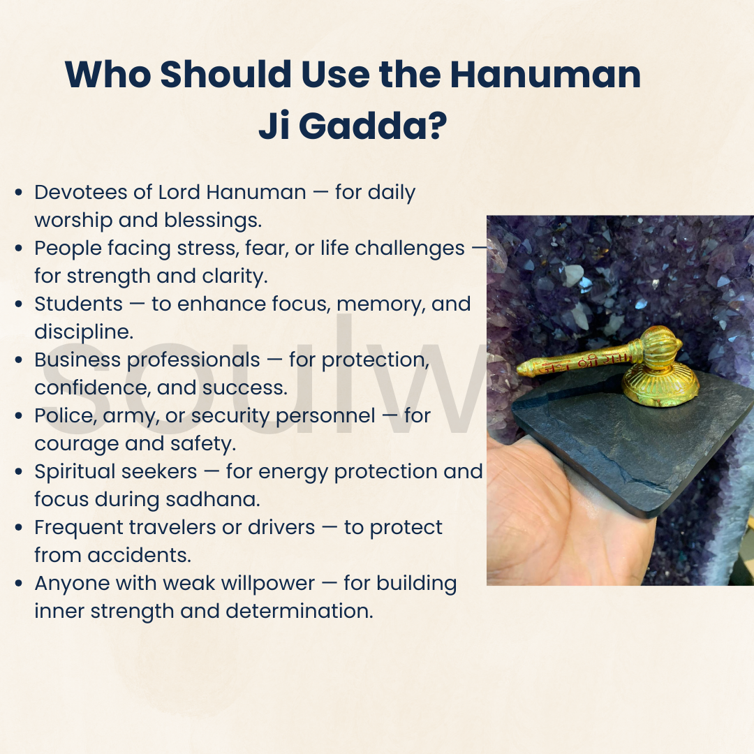 Hanuman Ji Gadda with Stand – 3 Inch Gold-Plated Metal Mace | Spiritual Idol for Home Temple, Car Dashboard, Office | Symbol of Strength & Protection