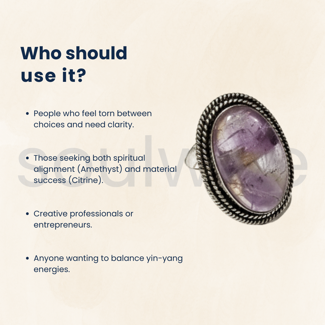 Natural Ametrine Gemstone Ring – Genuine Crystal Jewelry for Women & Men – Handmade Statement Ring – Reiki, Healing, Birthstone
