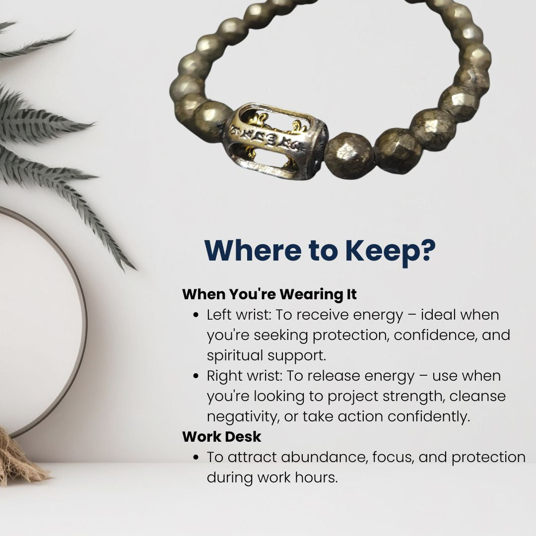 Pyrite Bracelet with Vajra charm Energy Protection, Wealth & Spiritual Healing