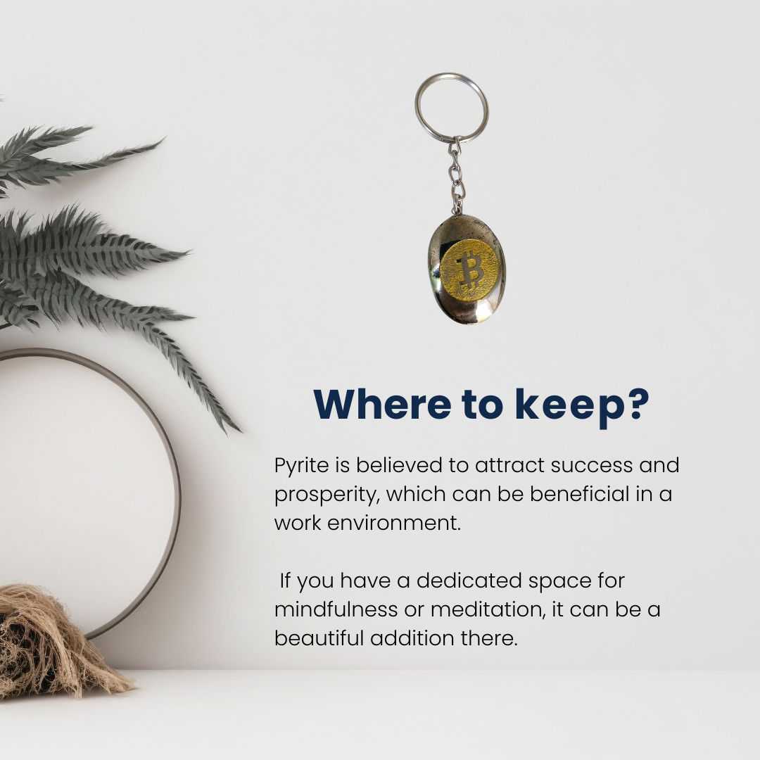 Bitcoin symbol Pyrite Keychain