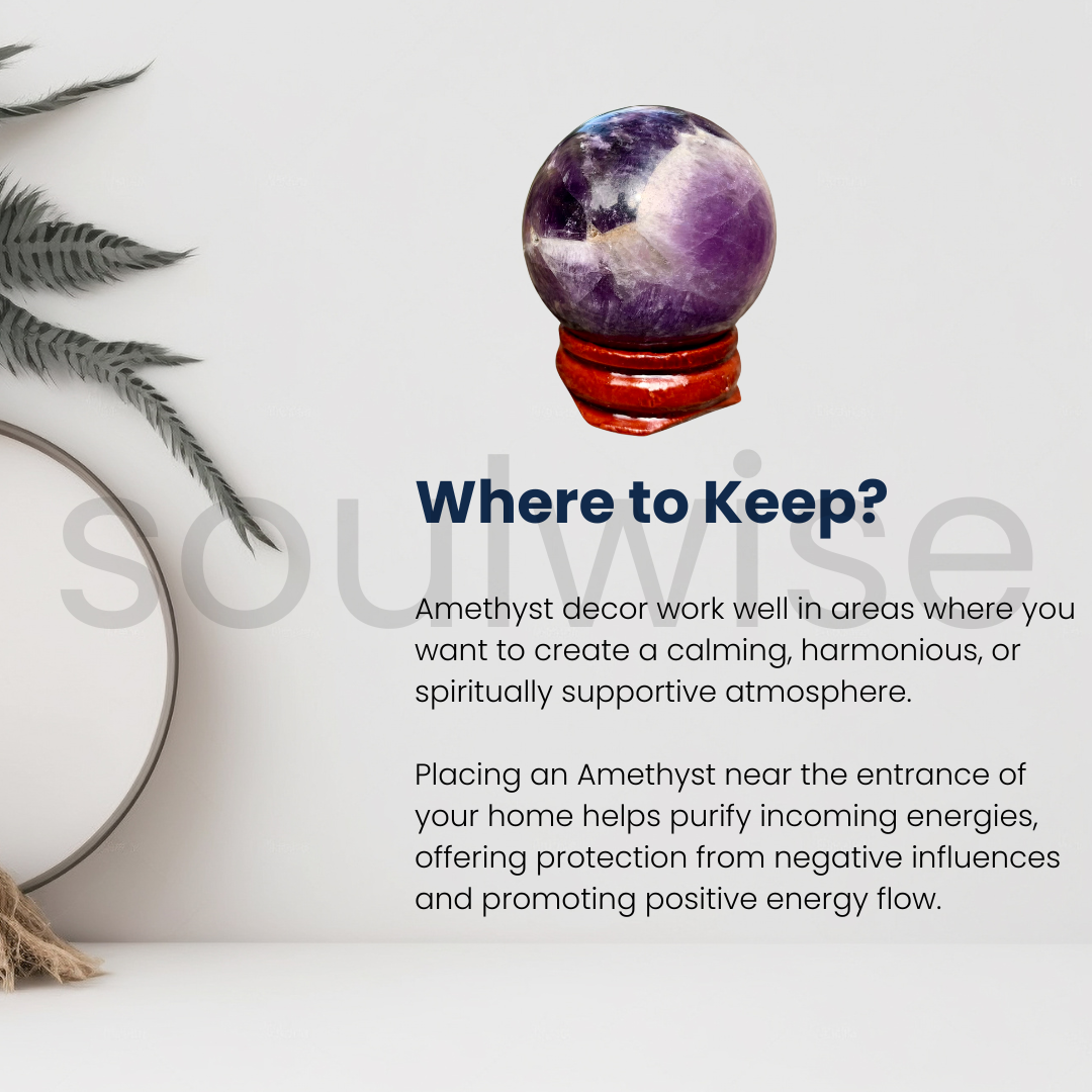 Soulwise Natural Amethyst Gemstone Spheres, Mini for Reiki Healing Vastu Meditation Home Décor.