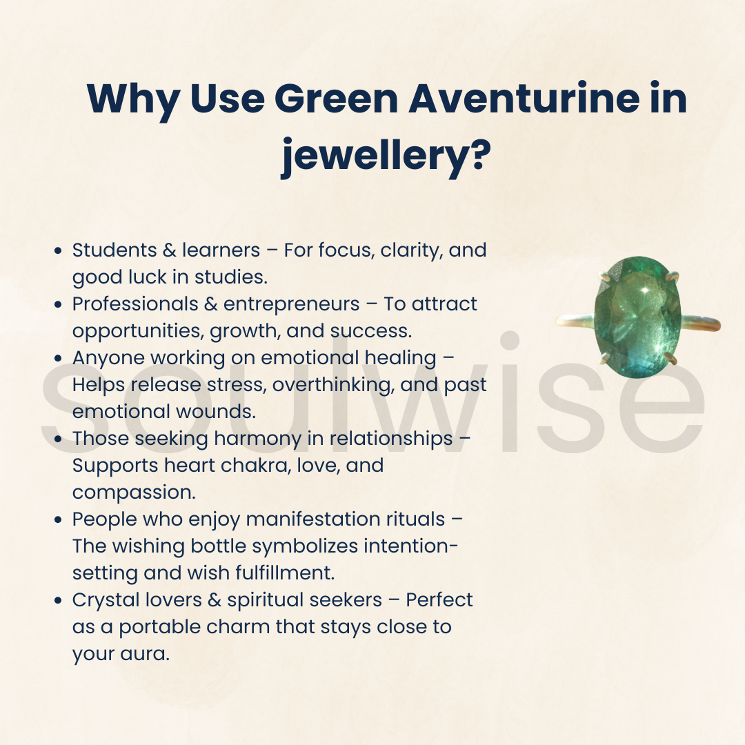 Green Aventurine Gemstone Ring – Natural Crystal Ring in Sterling Silver, Handmade Healing Stone Jewelry for Women – Boho, Spiritual & Elegant