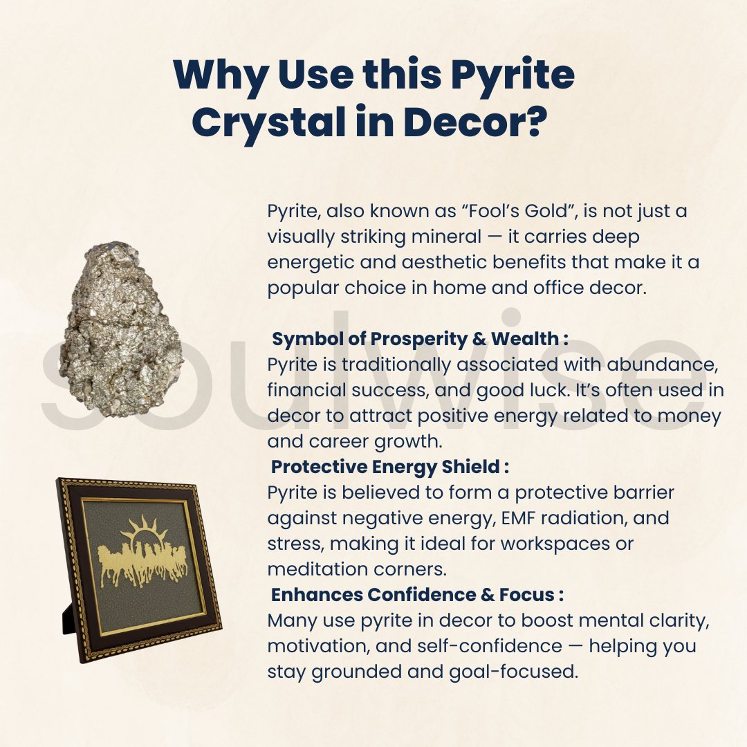 Seven Horses with Rising Sun Wall Frame on Natural Pyrite Base -Symbol of Success & Prosperity.