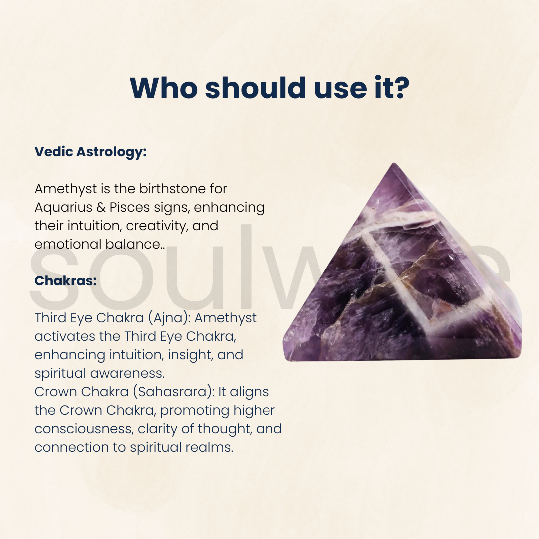 Amethyst Pyramid 3" – Natural Healing Crystal for Reiki, Chakra Balancing, Meditation