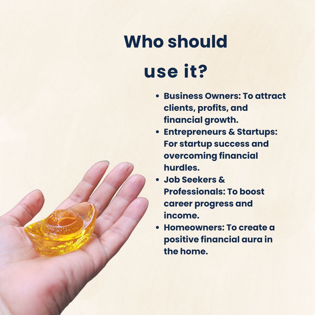 Golden Citrine Glass Ingot for Wealth & Business Success | Feng Shui & Vastu Remedy
