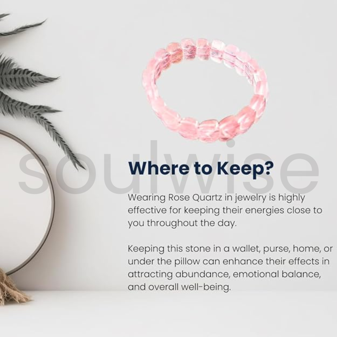 Rose Quartz Fashion Bracelet for Emotional balance, Love, luck and Joyful life