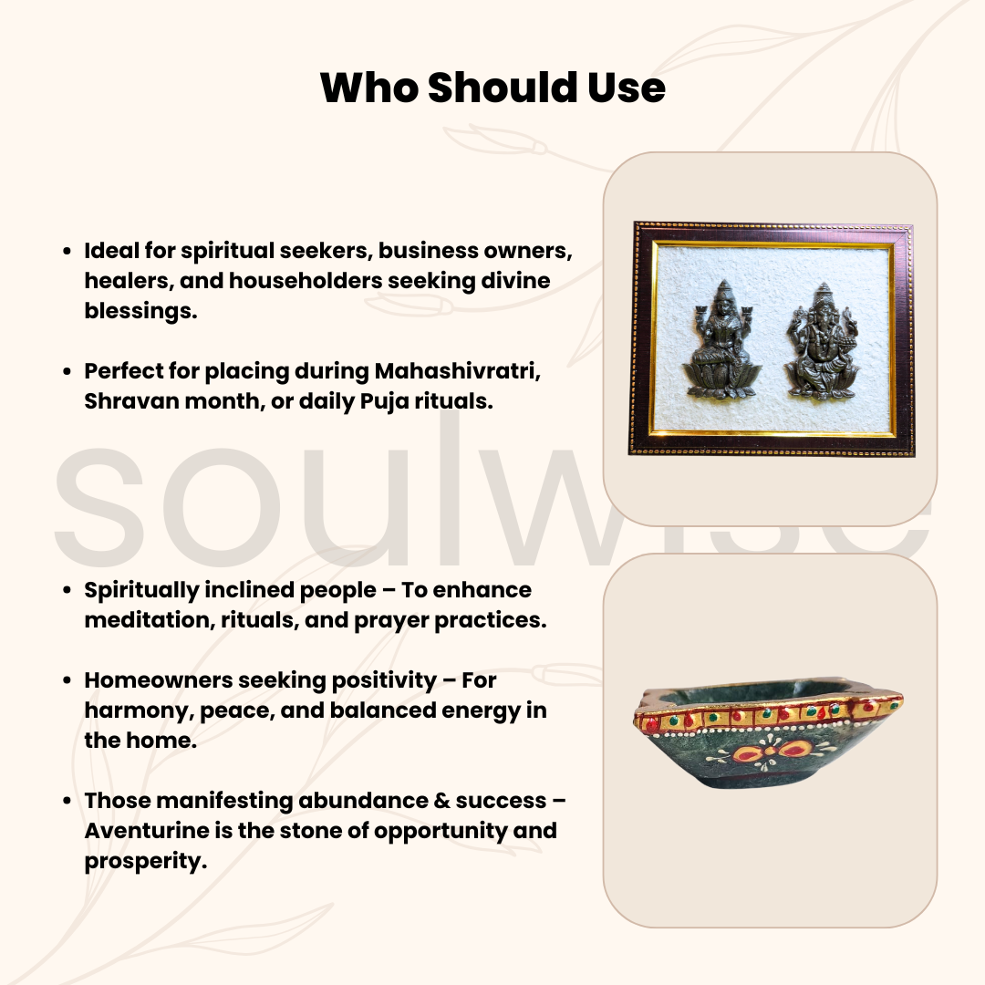 Diwali Special Combo – Maa Laxmi & Lord Ganesh Crystal Frame with Pyrite & Selenite + Hanuman Ji Gada 3" Gold-Plated with Stand | Spiritual Vastu Gift for Home & Office Decor