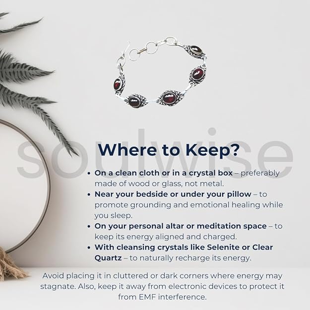 Garnet Crystal Embedded Bracelet – Natural Garnet Healing Bracelet for Passion, Energy & Protection (Unisex)